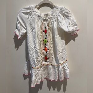 Skemo Short Puff Sleeve Embroidered Blouse size XL (girls)